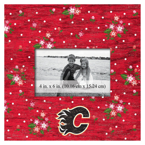 Calgary Flames 0965-Floral 10x10 Frame