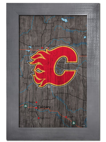 Calgary Flames 0985-City Map 11x19