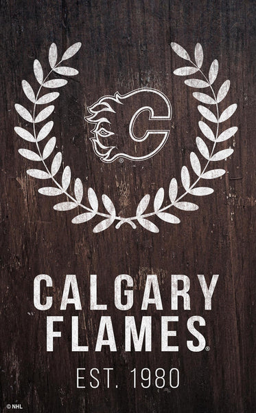 Calgary Flames 0986-Laurel Wreath 11x19
