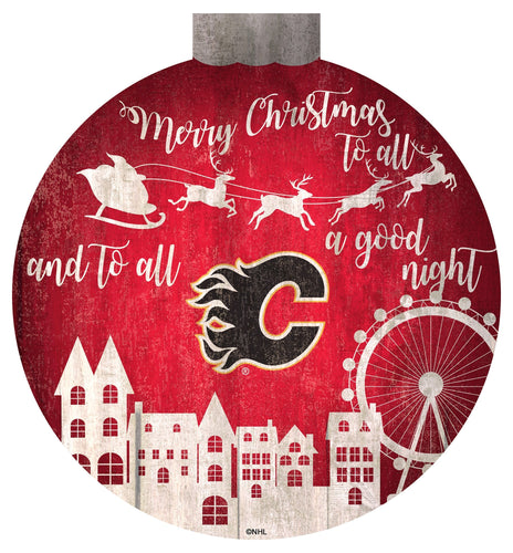 Calgary Flames 1033-Christmas Village 12in Wall Art