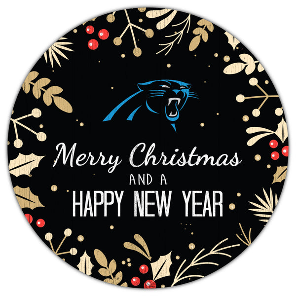 Carolina Panthers 1049-Merry Christmas & New Year 12in Circle
