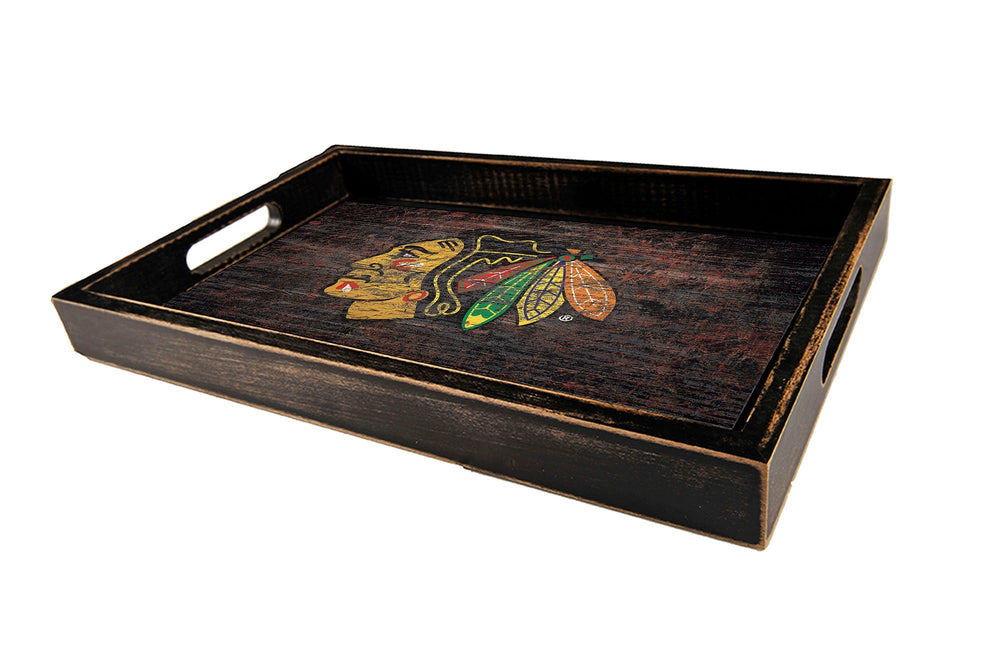 Chicago Blackhawks 0760-Distressed Tray w/ Team Color