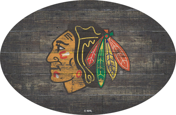 Chicago Blackhawks 0773-46in Distressed Wood Oval