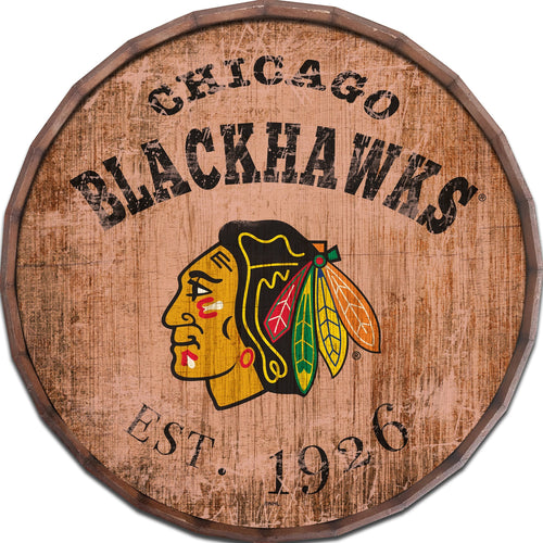 Chicago Blackhawks 0938-Est date barrel top 16"