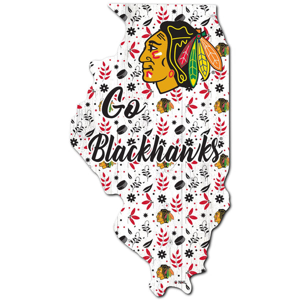 Chicago Blackhawks 0974-Floral State - 12"