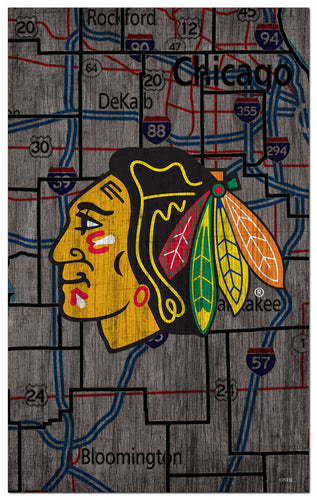 Chicago Blackhawks 0985-City Map 11x19