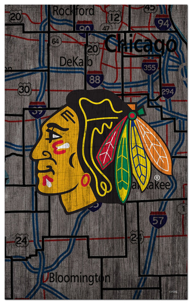 Chicago Blackhawks 0985-City Map 11x19