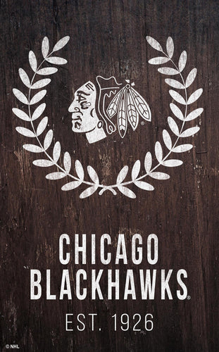 Chicago Blackhawks 0986-Laurel Wreath 11x19