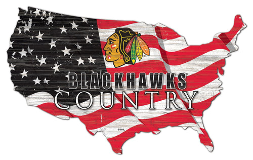 Chicago Blackhawks 1001-USA Shape Flag Cutout