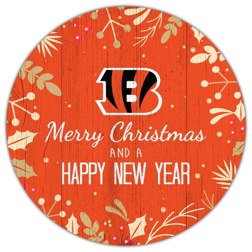 Cincinnati Bengals 1049-Merry Christmas & New Year 12in Circle