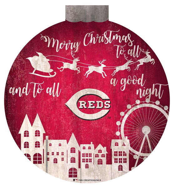 Cincinnati Reds 1033-Christmas Village 12in Wall Art