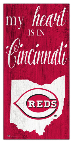 Cincinnati Reds 2029-6X12 My heart state sign
