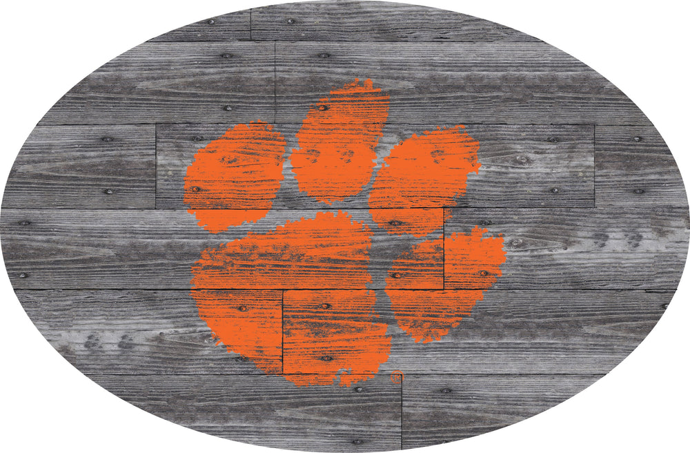 Clemson Tigers 0773-46in Distressed Wood Oval