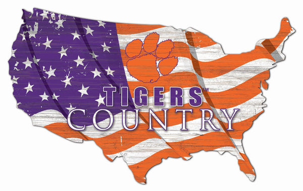 Clemson Tigers 1001-USA Shape Flag Cutout