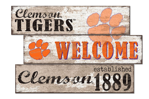 Clemson Tigers 1027-Welcome 3 Plank