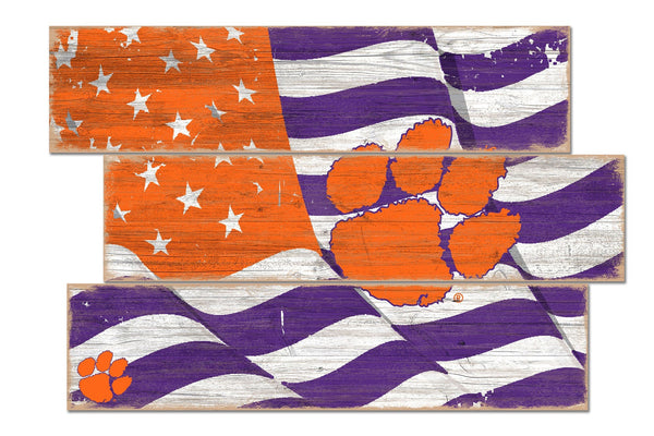 Clemson Tigers 1028-Flag 3 Plank