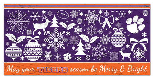Clemson Tigers 1052-Merry and Bright 6x12