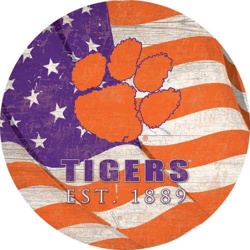 Clemson Tigers 1058-Team Color Flag Circle - 12"