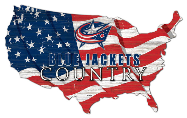 Columbus Blue Jackets 1001-USA Shape Flag Cutout