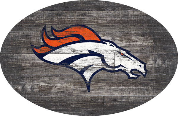 Denver Broncos 0773-46in Distressed Wood Oval