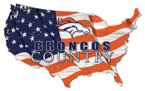 Denver Broncos 1001-USA Shape Flag Cutout