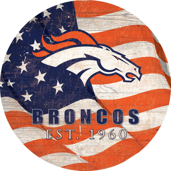 Denver Broncos 1058-Team Color Flag Circle - 12"