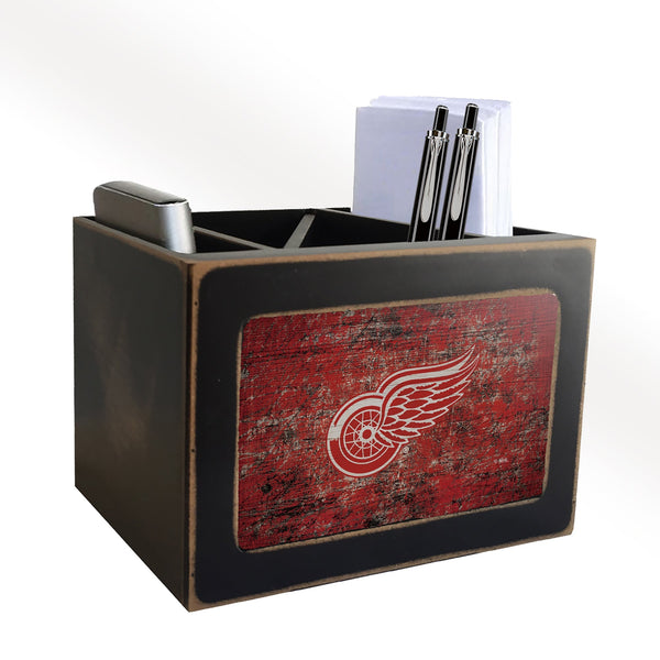 Detroit Red Wings 0767-Distressed Desktop Organizer w/ Team Color