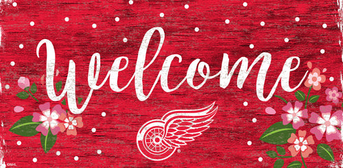 Detroit Red Wings 0964-Welcome Floral 6x12