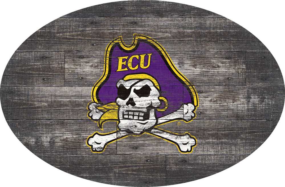 East Carolina Panthers 0773-46in Distressed Wood Oval