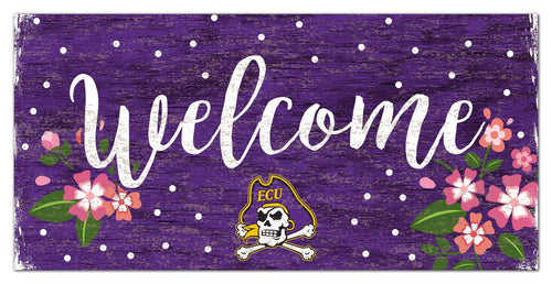 East Carolina Panthers 0964-Welcome Floral 6x12