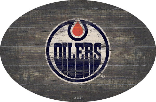 Edmonton Oilers 0773-46in Distressed Wood Oval