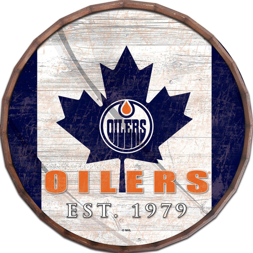 Edmonton Oilers 1002-Flag Barrel Top 16"