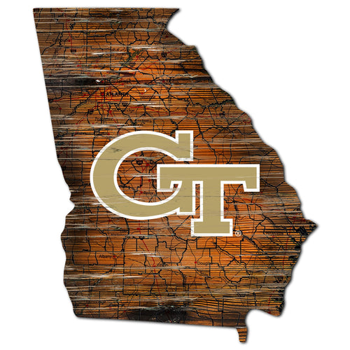 Georgia Tech Yellow Jackets 0728-24in Distressed State
