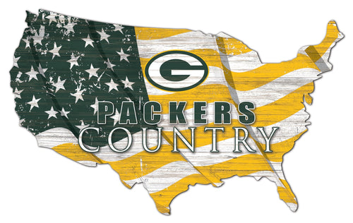 Green Bay Packers 1001-USA Shape Flag Cutout