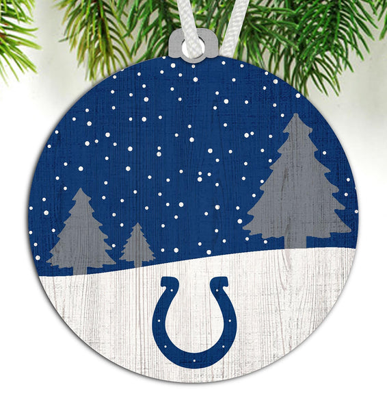Indianapolis Colts 0978-Ornament Snow Scene Round 3.5in