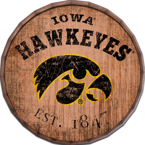 Iowa Hawkeyes 0938-Est date barrel top 16"