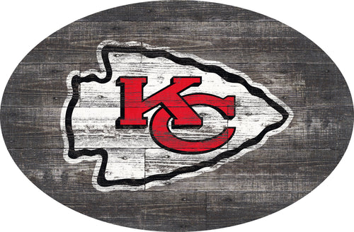Kansas City Chiefs 0773-46in Distressed Wood Oval