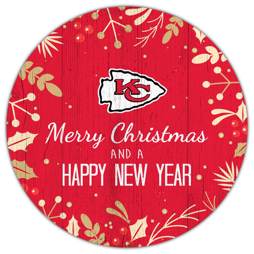 Kansas City Chiefs 1049-Merry Christmas & New Year 12in Circle
