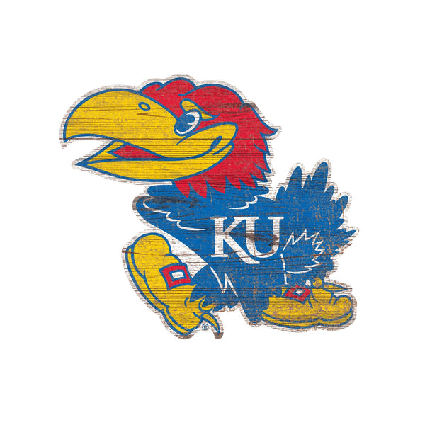 Kansas Jayhawks 0843-Distressed Logo Cutout 24in