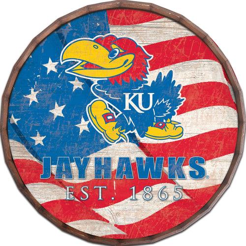 Kansas Jayhawks 1002-Flag Barrel Top 16"