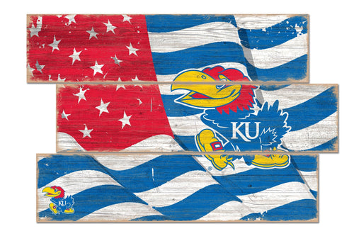 Kansas Jayhawks 1028-Flag 3 Plank