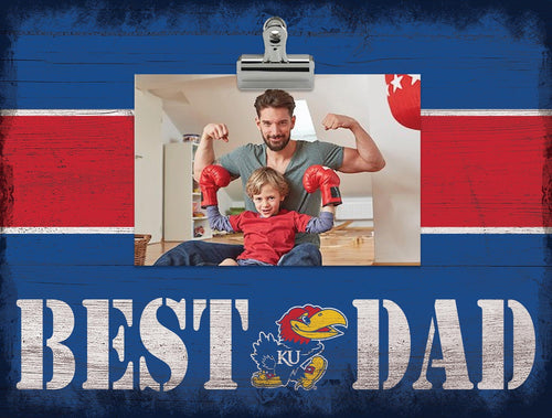Kansas Jayhawks 2016-Best Dad Striped Clip Frame
