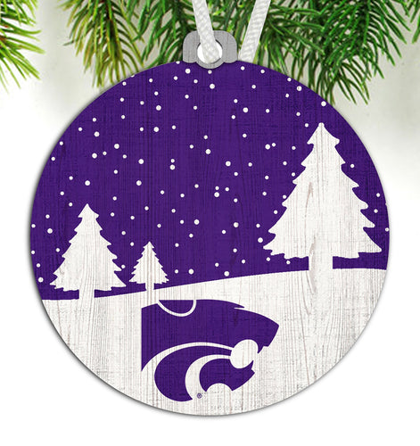 Kansas State Wildcats 0978-Ornament Snow Scene Round 3.5in