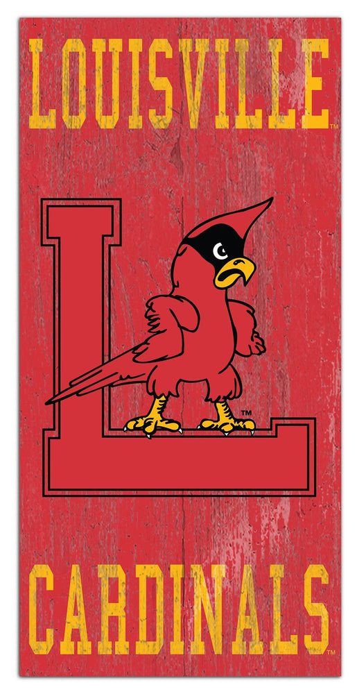 Louisville Cardinals 0786-Heritage Logo w/ Team Name 6x12