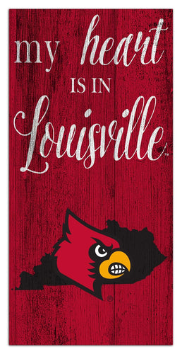 Louisville Cardinals 2029-6X12 My heart state sign