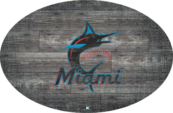 Maimi Marlins 0773-46in Distressed Wood Oval