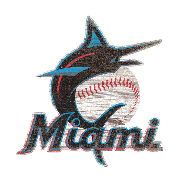 Maimi Marlins 0843-Distressed Logo Cutout 24in