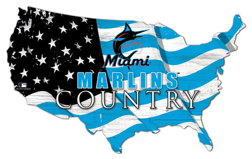 Maimi Marlins 1001-USA Shape Flag Cutout