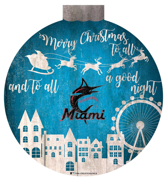 Maimi Marlins 1033-Christmas Village 12in Wall Art