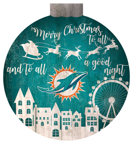Miami Dolphins 1033-Christmas Village 12in Wall Art